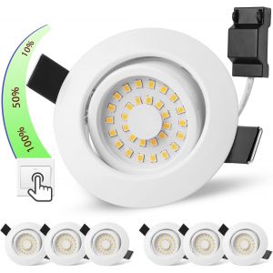 Spot Led Encastrable Blanc Dimmable Extra Plat 5W Spot Led 220V Blanc Neutre 4000K &Eacute;clairage Encastr&eacute; 68Mm, Ip44 Luminaires Encastr&eacute;s, Orientable Spot De Plafond De Salle De Bain, Chambre, Lot De 6 - Neuf