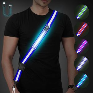 Tzf-Ceinture De Course Réfléchissante Led, 5 Couleurs & 3 Modes Led Ceinture Réfléchissante Visibilité Équipement De Course Lumineux Rechargeable Avec Sangles Ajustable Pour Hommes,Femmes,Enfants - Neuf