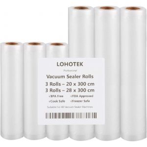 Mise sous Vide Sac sous Vide Alimentaire, Rouleaux d'emballage pour Machine sous Vide 3 Rouleaux 20 cm x 300 cm et 3 Rouleaux 28 cm x 300 cm pour &Eacute;conomiseur de Nourriture - Neuf