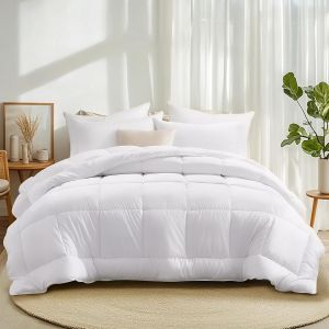 Ulteronixshop-Couette 155x220 cm 4 Saisons 300GSM en Microfibre Respirante,Couette Hypoallerg&eacute;nique pour Lit 1 Personne Douceur Confort L&eacute;ger et Chaud Entretien Facile et Durable Blanc - Neuf