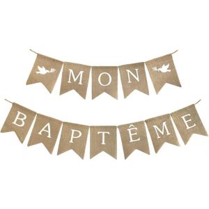 MEVRONISSHOP-Banni&egrave;re Bapt&ecirc;me Mon BAPT&Ecirc;ME D&eacute;coration Bapt&ecirc;me Banderole Bapt&ecirc;me D&eacute;coration Communion D&eacute;coration Bapt&ecirc;me pour Gar&ccedil;on Fille - Neuf