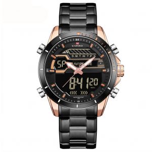 Montre-Bracelet A Quartz Etanche Pour Homme Naviforce (Or Rose + Cadran Noir) - Neuf
