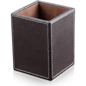 Porte-crayons classique en cuir synthétique (marron) - Neuf
