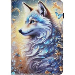 Coque Pour Samsung Galaxy Tab A6 10,1 Pouces Sm-T580/T585 Impression Graphique Housse En Tablette Cuir Pu Protection Pour Samsung Galaxy Tab A6 10,1 Sm-T580/T585 Loup Blanc - Neuf
