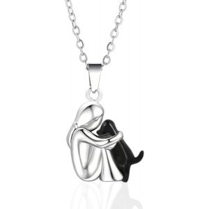 Collier Pour Chien, Collier C&acirc;lin Chien Et Fille, Pendentif Animal En Argent Sterling 925, Cadeau Parfait Pour Les Filles, La Fille, La M&egrave;re, Les Amis - Neuf