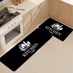 Ensemble de 2 tapis de cuisine antid&eacute;rapants avec envers en caoutchouc, lavables, pour la d&eacute;coration int&eacute;rieure, 40 x 60 cm et 40 x 120 cm - Neuf