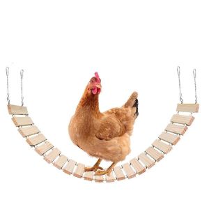 Balan&ccedil;oire d'oiseau de poulet, perchoir de poulet, jouets de balan&ccedil;oire en bois naturel, support en bois pour poussin, s&ucirc;r et soulagement du stress, poulailler - Neuf