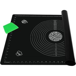 AYUHR-Grand tapis de cuisson antidérapant en silicone, tapis de cuisson antiadhésif, tapis à pâte, tapis à pâte avec coupe-pâte (noir, 71 x 51 cm). - Neuf