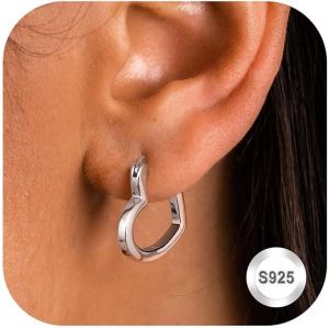 Kal-Boucles D'oreilles Femme Argent 925 Boucles D'oreilles Cr&eacute;oles En Forme De Coeur Creoles Plaqu&eacute;es Or 14k Boucles D'oreilles Pendantes Fantaisie Boucles D'oreilles Femme Or Argent Cadeau Femme - Neuf