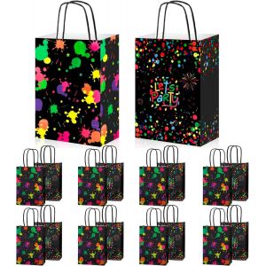 16 Pi&egrave;ces Sacs Cadeaux Fluorescents ,Sac Kraft Avec Poign&eacute;e ,Sachet Anniversaire Enfant N&eacute;on ,Sac Cadeau Anniversaire ,Pour D&eacute;corations D'anniversaire N&eacute;on ,Fournitures F&ecirc;te Glow In The Dark - Neuf