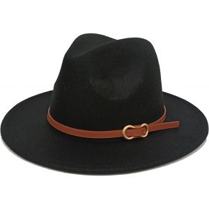 CAUC-Fedora Chapeau pour homme avec large bord en feutre pour femme Chapeau classique avec ceinture Chapeau Panama pour homme Chapeau Trilby pour f&ecirc;te de mariage - Neuf