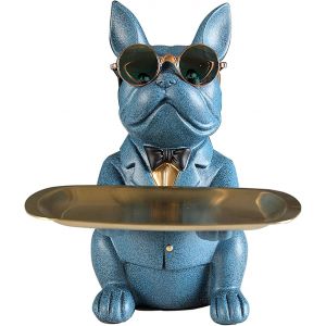 Statue De Bouledogue, Décoration D'intérieur, Avec Compartiment De Rangement Amovible, Plateau Décoratif, Plateau D'entrée, Boîte De Rangement Pour Tirelires - Neuf