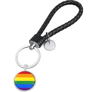 Kal-Porte-Clés Arc-En-Ciel Boucle En Cuir Tressé ¿ Accessoire Pride ¿ Accessoire Multicolore ¿ Gay Lgbtqia2s+ Pride Day - Neuf