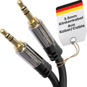 Jack Cable,3.5 mm Jack Plug-5 m-Metal Connectors-Available in 0.3-10 m (3.5 mm Audio Cable for Smartphone,PC/Laptop,Car,HiFi,Black) - Neuf