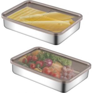 Checarzhn--No1-2 Pièces Boite Rangement Fromage Pour Frigo, Boîte A Charcuterie Fresh Avec Couvercle, Boîte Alimentaire Hermétique Réutilisable, Anti-Fuite, Boîte De Conservation De Viande Pour Sauci - Neuf