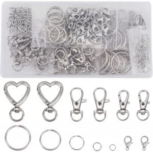 ERYI-290 Pièces Mousqueton Porte Clé Fermoirs En Métal Mousqueton Pivotant Porte Cléf Crochets Pivotant Avec Rotatif À 360° Pour Sac À Bandoulière Clés Sac À Main Diy Décoration¿Argent¿ - Neuf