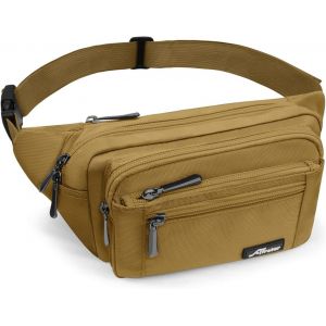 RFCBC-Sac Banane Homme Femme Multipoches Sac Ceinture Ville Imperméable Sac Banane Voyage avec Housse de Pluie, Sacoche Banane Grande pour Balade Escalade Voyage Randonnée (Kaki) - Neuf