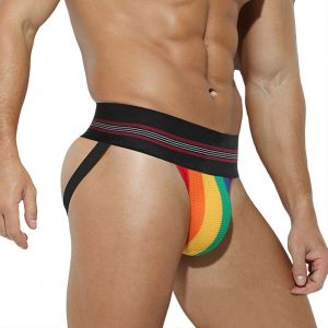 Sous-Vêtement String Tanga Ajouré Pour Homme, Respirant, Taille M/L, Noir - Neuf