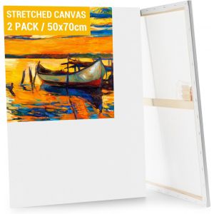 Mevronisshop-Toile Peinture, (Lot De 2) Toile A Peindre Encadr&eacute;es 50x70cm, Coton, Sans Acide, Tableau Peinture Toiles Canvas Adapt&eacute;es Pour Peintures Acryliques, Huile, Gouache - Neuf