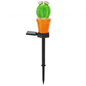 Hjlian Lampe De Pelouse Solaire A Led Etanche Ip65, Lampe De Paysage A Piquet Pour Jardin Exterieur, Cactus A Une Tete - Neuf