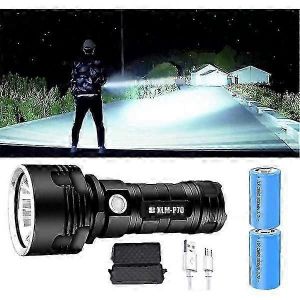 Lampe de poche P70 3000-10000 lumens lampe de poche LED haute performance lumière forte rechargeable ultra-lumineux alliage d'aluminium à focale fixe longue portée noir - Neuf