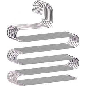 LETNERNY-Lot De 6 Cintres Antid&eacute;rapants Et Peu Encombrants En Forme De S En Acier Inoxydable Pour Pantalons, Jeans, &Eacute;charpes, Pantalons, Cravates, Serviettes (Gris) - Neuf