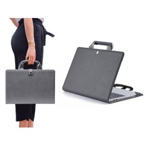 Housse en cuir synth&eacute;tique gris pour MacBook Pro 13.3 et MacBook Air 13.3 - Housse de protection avec poign&eacute;e - Neuf