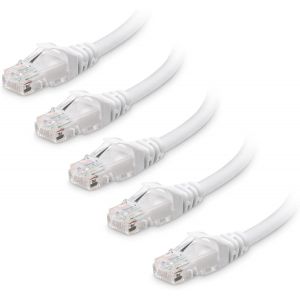 Pack of 5,10Gbps Short Cat6 Snagless Ethernet Cable 30cm (Rj45 Cable,Cat 6 Internet Cable) in White,0.3 m - Neuf