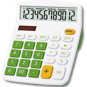Calculatrice Standard de Base,Grandes Calculette Batterie Solaire Double Alimentation 12 Chiffres LCD Écran Calculatrice financière dédiée pour Bureau/Maison/école - Neuf