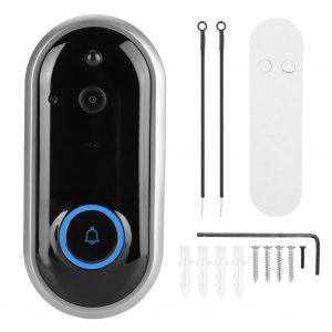Sonnette video intelligente Wi-Fi, interphone de securite domestique sans fil, interphone visible avec carillon - Neuf
