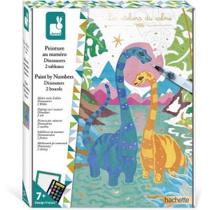 ERYI-- Coffret Peinture Par Numéro Dinosaures - 2 Tableaux À Réaliser - Les Ateliers Du Calme - Kit Loisir Créatif Enfant - Dès 7 Ans, J07982, Multicolore, Taille Unique - Neuf