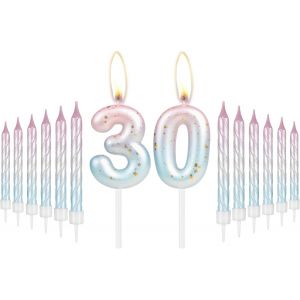 Eryi-Lot De Bougies D'anniversaire Avec Bougie En Spirale Rose Et Bleue Pour Gâteau De 30e Anniversaire De Fille Et Garçon, Fête D'anniversaire De Mariage Rose Et Bleu Pour Femme, Activité, - Neuf