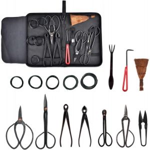 ChenQuanSarl-15 Pièces Ensemble D'Outils De Jardinage, Avec Coupe C aux En Acier Au Carbone, Coupe-Bordures Concave, Coupe-Bordures, Pince À Bonsaï, Cadeaux De Kit Jardinage Pour Homme Et Femme (B) - Neuf