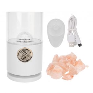 Projecteur Lampe de Sel Haut-Parleur Bluetooth Telecommande Projection Decorative Veilleuse de Sel pour Chambre Bureau Blanc - Neuf