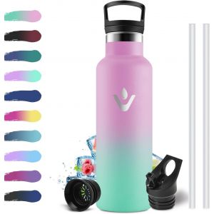 Jgd-Bouteille Isotherme 500ml, Gourde Enfant Avec Paille, Acier Inoxydable Isol&eacute; Sous Vide, Anti-Fuite, Bouteilles Sans Bpa, R&eacute;utilisable, Gourde Inox Pour Camping, Bureau, Gym, L'&eacute;cole, Randonn&eacute;e - Neuf