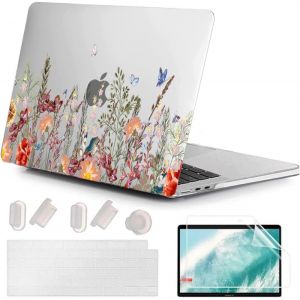4 En 1 Ultra-Mince Coque Pour Macbook Air 13.6 Pouces M4 M3 M2 2022 2024 2025 Mod&egrave;le A3240 A3113 A2681, &Eacute;tui De Rigide Plastique & Prot&egrave;ge Clavier Pour Macbook Air 13 M4, Plantes Fleurs 35 - Neuf