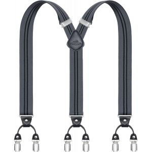 Cauc-Bretelles Pour Hommes Avec 6 Pinces M&eacute;talliques En Y Ajustables Bretelles Pour Pantalons Bretelles &Eacute;lastiques Robustes Pour Hommes - Neuf