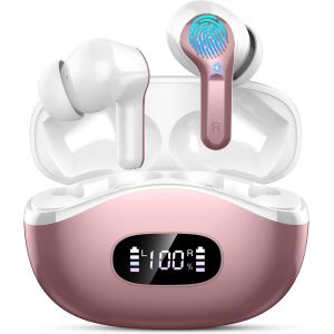 Ecouteurs Bluetooth Sans Fil, Écouteurs Bluetooth5.3 Avec Hifi Stéréo Basses, 4 Enc Antibruit Mic Ecouteur Sans Fil, 40Hrs Oreillette Bluetooth Écran Led, Ip7 Etanche, Usb-C, Casque Pour Ios/Android - Neuf