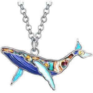 Kal-Collier Requin Émail Pendentif Alliage De Zinc Dauphin Baleine Pieuvre Meduse Hippocampe Cadeaux D'été Pour Femme Fille Bijoux D'océan - Neuf