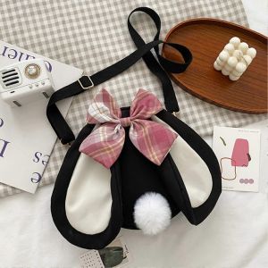 Sac &agrave; bandouli&egrave;re d'oreille de lapin d'&eacute;t&eacute; Oxford tissu Lovely Bowknot sac &agrave; bandouli&egrave;re pour les filles noir A-B - Neuf