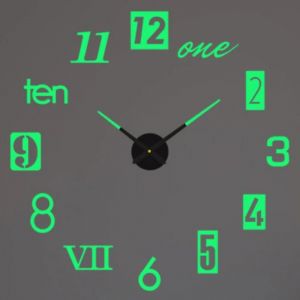 Grande Horloge Murale 3D À Quartz, Design Moderne, Bricolage, Mode, Montres, Miroir Acrylique, Autocollants, Salon, Décoration De Maison, 2025.013 Luminous.2D 16 Inch (40Cm) - Neuf