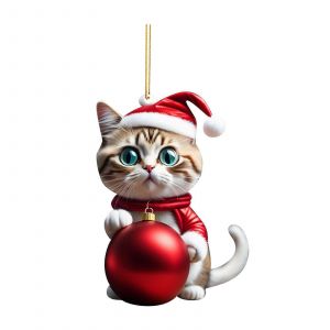 Mignon Acrylique Chat de No&euml;l Pendentifs, 3.1"" H, Arbre &agrave; D&eacute;cor d'Ornements pour la Maison du Parti, compatible avec la norme crochets - Neuf