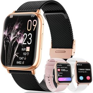 New Montre intelligente pour femme avec appels, 1,83"" HD Watch cycle menstruel SpO2 Moniteur de sommeil Sport IP68 Cardiofr&eacute;quencem&egrave;tre Fitness Tracker pour iOS Android Noir Or - Neuf