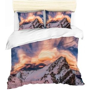 Housse De Couette Montagne Parures De Lit Personne Montagne Peak Naturel Paysages Montagne De Neige Prendre Une Photo Num&iquest;&iquest;Rique Imprimer Literie Et Taie D'oreiller (Style , X Cm - Neuf