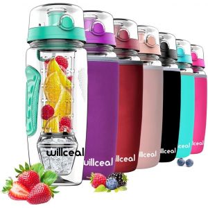 Eryi-Bouteille D'eau Pour Infuseur De Fruits 32 Oz Durable Avec Boule De Gel Amovible, Grande - Tritan Sans Bpa, Couvercle À Rabat, Protection Anti-Fuites - Sports, Camping (Que) - Neuf