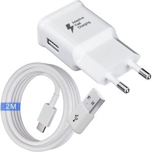 2-Pack Chargeurs Usb, Chargeur Rapide Avec Câble De Charge De 2m,Type C Adaptateur Telephone Pour Samsung Galaxy S10 S10+ S10e S9 S9+ S8 S8 Plus A54 A53 A51 A34 A20e A14 A13 M54 M53 M34 M33 M14 M13 - Neuf