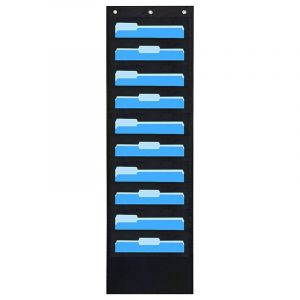Organiseur de dossiers mural, 10 poches, noir, porte-revues mural pour bureau, maison et études - Neuf
