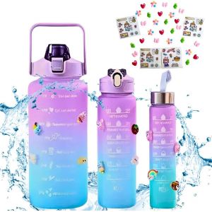 Shiba-Bouteille D'eau Sans Bpa, Bouteille D'eau 2l, 1l Et 500ml, 3bouteilles, Bouteille D'eau Pour Enfants Et Toute Famille Compre[5 - Neuf