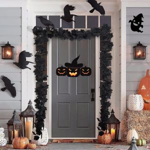 Cauc-2 Pcs Guirlande Halloween, 174 Cm/Pcs Halloween Decoration Guirlande Feuille Automne Artificielles Interieur Exterieur Avec 4 Crochets, Halloween Guirlande Pour Cheminées, Portes, Fenêtres - Neuf