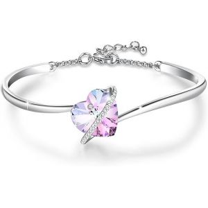 Les Femmes De Bracelet De Coeur Avec Cristaux Bleus Bracelet Pour La F&ecirc;te Des M&egrave;res Anniversaire Cadeaux Bijoux Pour Femme Maman - Neuf